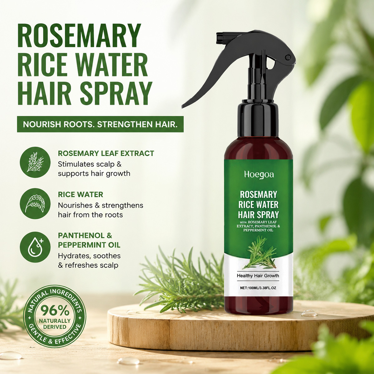 Rose Water Spray - Spray do włosów z wodą ryżową
